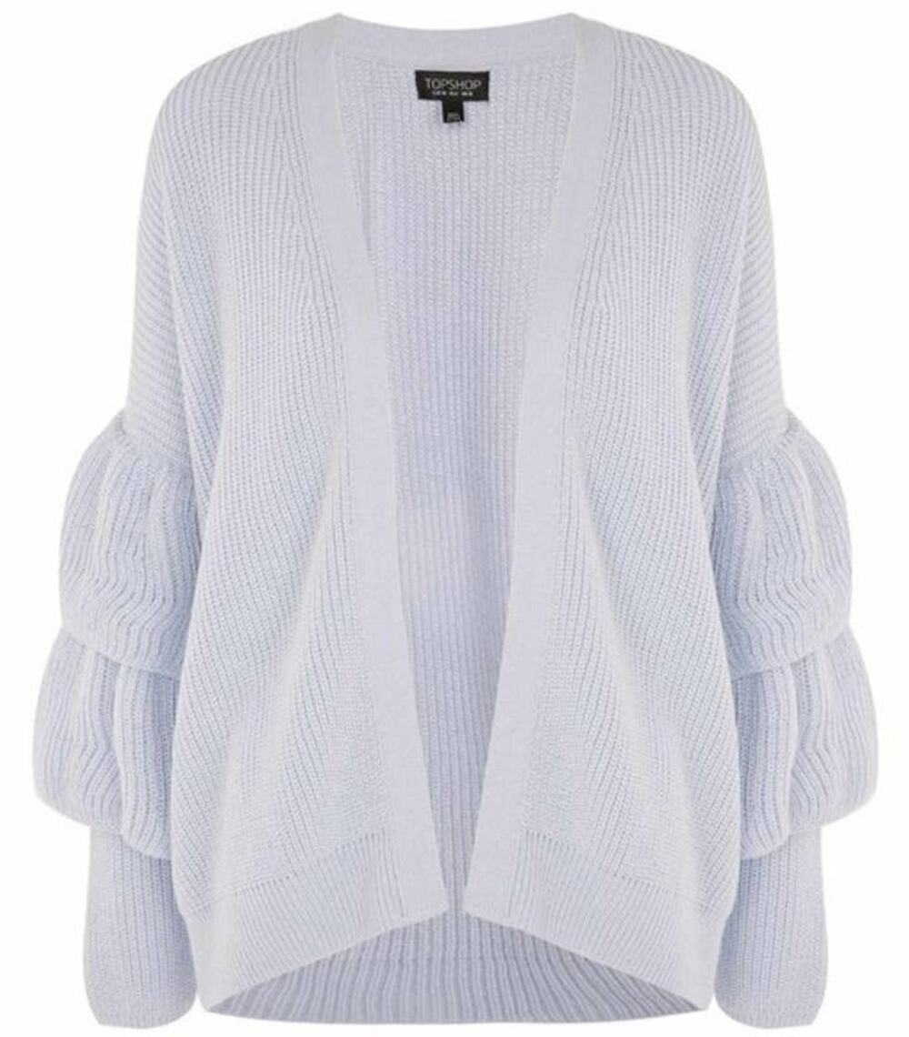 Topshop Tiered Ruffle Sleeve Open Front Chunky Knit Cardigan Sweater in Lilac 8